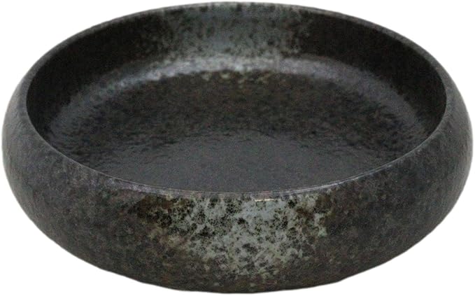 Ebros Gift Artistic Charcoal Grey Tone Hakumu Porcelain Collection Dinnerware Serveware Kitchenware Set Asian Japanese Restaurant Supply (Pack of 6 Round Appetizer Salad Banchan Deep Dish Plates)