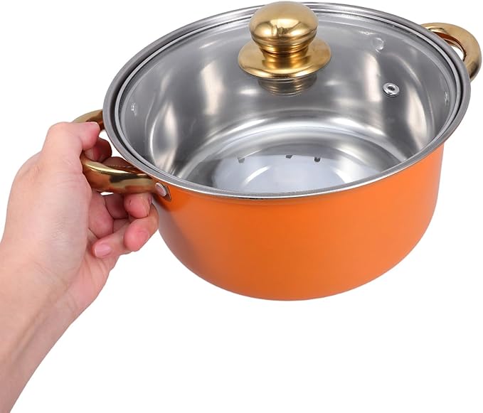 5 Sets Kitchen Cookware Sets: Stainless Steel Pots And Pans Cooking Pot With Saucepan Stockpot With Glass Lids For Most Stovetops