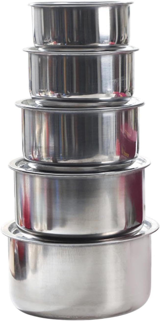 5Pcs Stainless Steel Sauce Pots with Lid Professional Cooking Tools Cookware Kitchen Accessories Kitchenware Stew Pot Set Style A