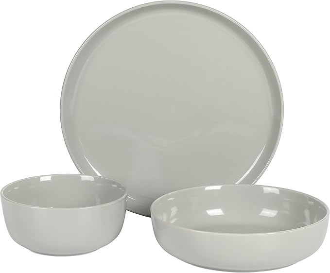 Gibson Home Oslo 12-Piece Porcelain Chip and Scratch Resistant Dinnerware Set GreyService for 4