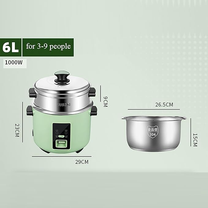 Rice Cooker (2-6L) 304 Stainless Steel Rice Cooker Intelligent Insulation Make Rice &amp Steam Food &amp Vegetables 220-240V US/EU Power(6L) zz-0326