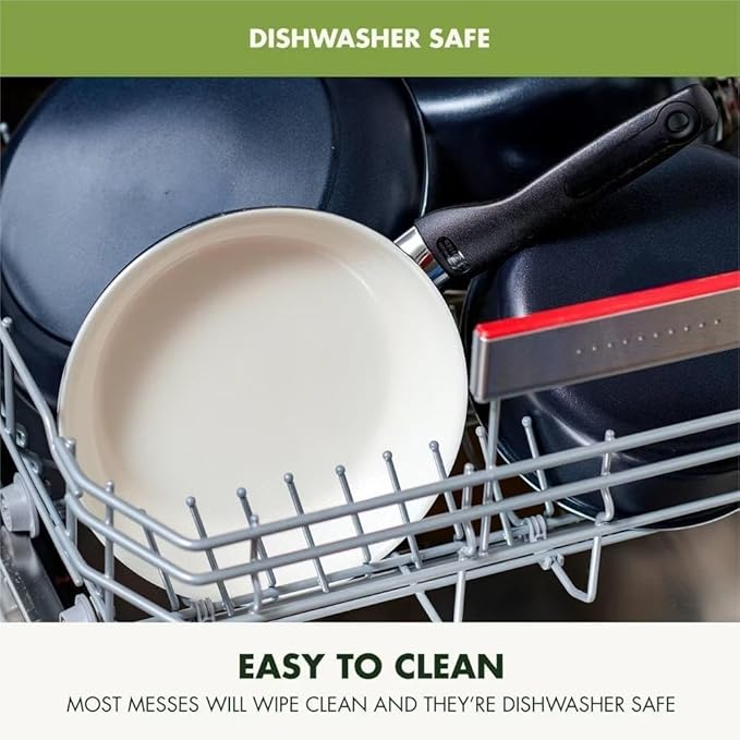 16 Piece Cookware Pots and Pans Set Hard Anodized Healthy Ceramic Nonstick PFAS-Free Bakelite Handles Frypans Saucepan Saute Pan Stock Pot Kitchen Tools Dishwasher Safe Black