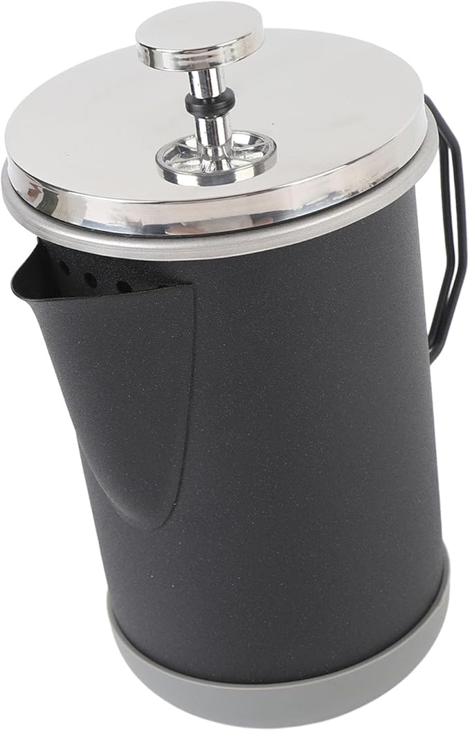 Yosoo French Coffee Press Stainless Steel Hand Brewing Coffee Maker 1000ml Portable Tea Pot for Camping Travel Adventures Milk Froth (Black)