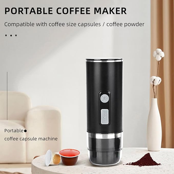 Yunseity Portable Automatic Coffee Machine 110ml Water Capacity 30-50ml Electric Espresso Travel Maker 800mAh Battery for Travel Camping Hiking Fishing Picnics