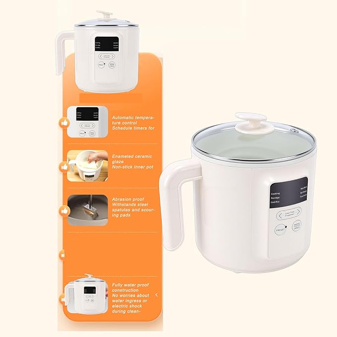 Yosoo Multifunctional Electric Anti Stick Cooker for Noodles Rice Soups Well Sized with Safe Materials Washable Smart Power Off Function (US Plug 110V)
