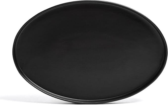 over&ampback Stackable Stoneware Serving Platter - Elegant 1-Piece Oval Serving Platter to Complete Your Kitchen Set - Perfect for Appetizers Desserts and More - 16 L x 11 W - Semi-Matte Black
