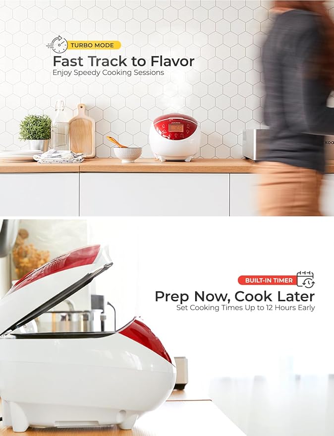 CUCKOO Micom Rice Cooker 6 Cup Uncooked / 12 Cup Cooked Fuzzy Logic Rice Maker with Delay Timer &amp Keep Warm Setting Versatile Food Steamer for Cooking Non-Stick Inner Pot Red (CR-0655F)