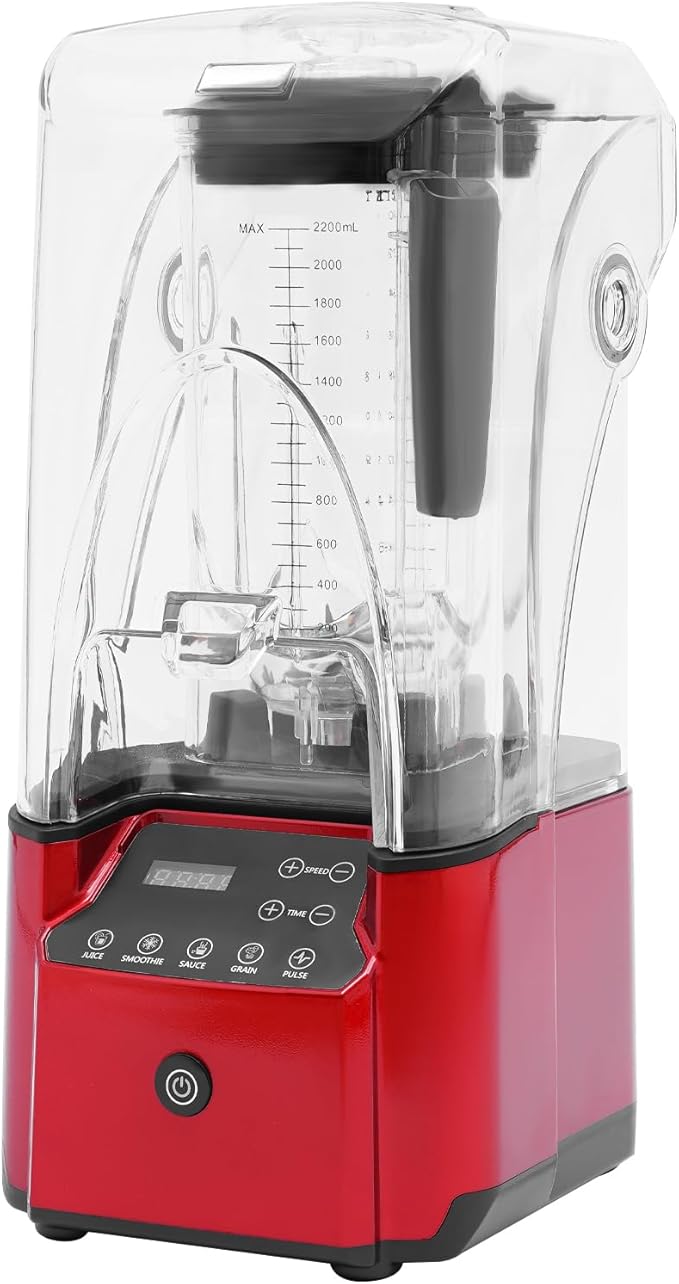 Quiet Commercial Blender 2200W Professional Soundproof Blenders With Shield and 6 Blades 74.4oz Fruit Juice Smoothie Maker Large Capacity Smoothie Maker &amp Ice Crusher for Home Restaurants Caf