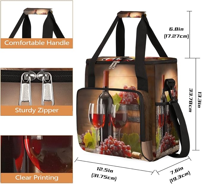 Grape Wine Bottle Glasses Coffee Maker Carrying Bag Coffee Machine Travel Storage Bag Compatible with K-Mini or K-Mini Plus Portable Single Serve Coffees Brewer Case with Pockets for K-Cup Pods