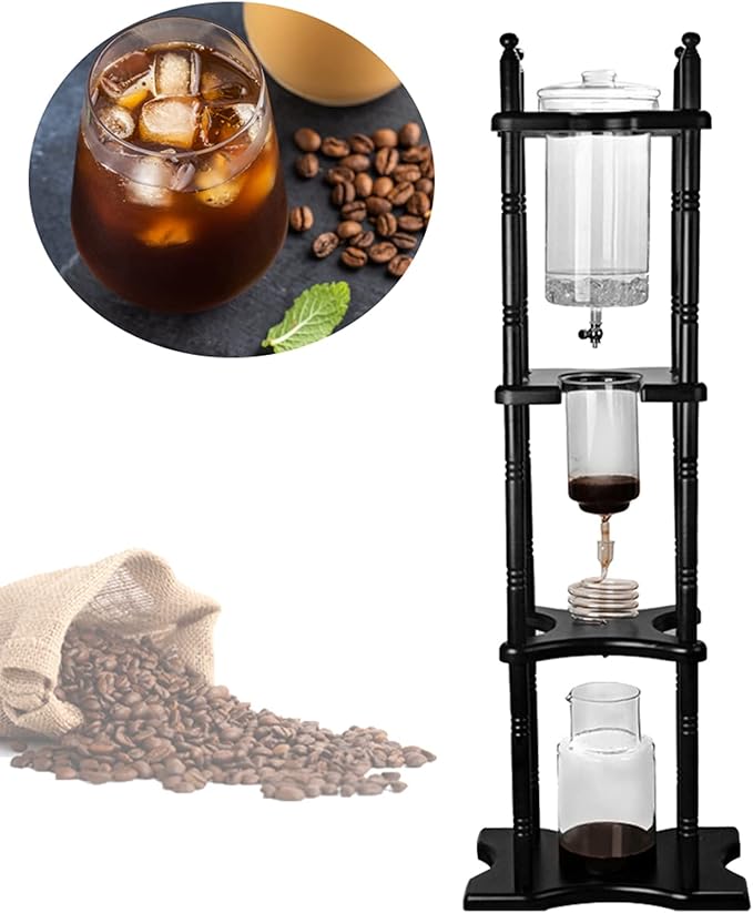 Ice Drip Coffee Maker Commercial Cold Brew Drip Coffee Tower Ice Coffee Brewer Machine with Stable Base 2L/67.63oz(About 25 Cups) Ice Dripper Coffee Making Machine for Home Office Coffee Shop