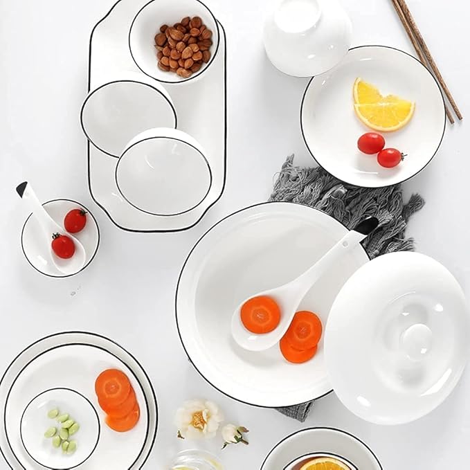 Dinnerware Sets - Luxury Gift Dishes Service Set 29 56 PCS Ceramic Dinnerware Set Bone China Tableware Dishes Plates Ceramic Combination Dinner Service Set Porcelaine Service for 10(29-piece Set)