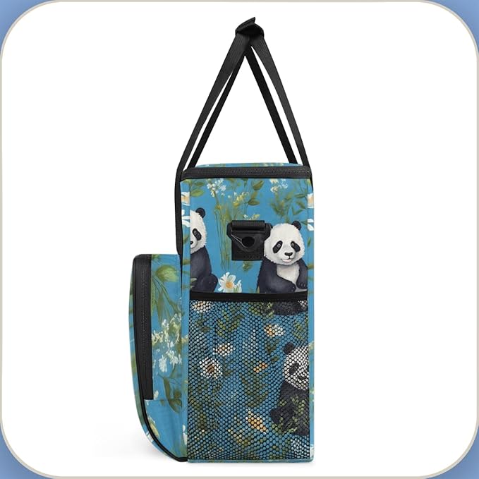 Panda Coffee Maker Carrying Bag Chrysanthemum Portable Travel Storage Tote Bag Compatible with K-Mini or K-Mini Plus Single Serve Coffee Brewer Carrying Case with Multiple Pockets &amp Shoulder Str
