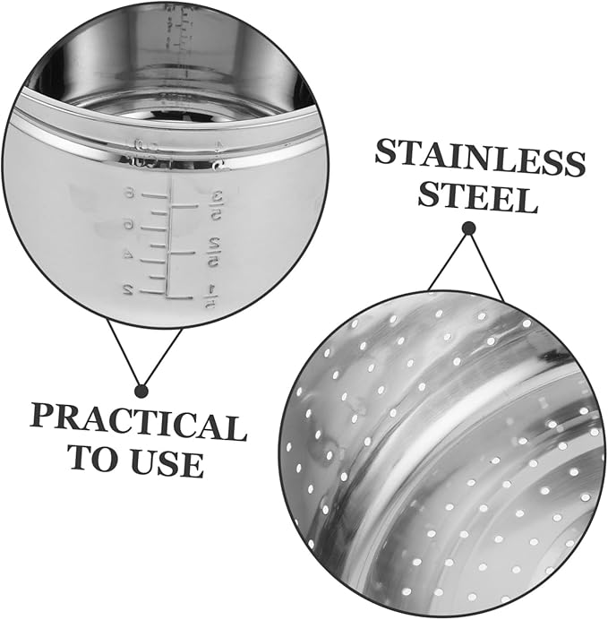 1set Stainless Steel Inner Pot for Electric Cookers Food Steamer Insert with Rice Draining Basket Multipurpose Cooker Replacement for Rice Soup and Steaming Easy to Clean