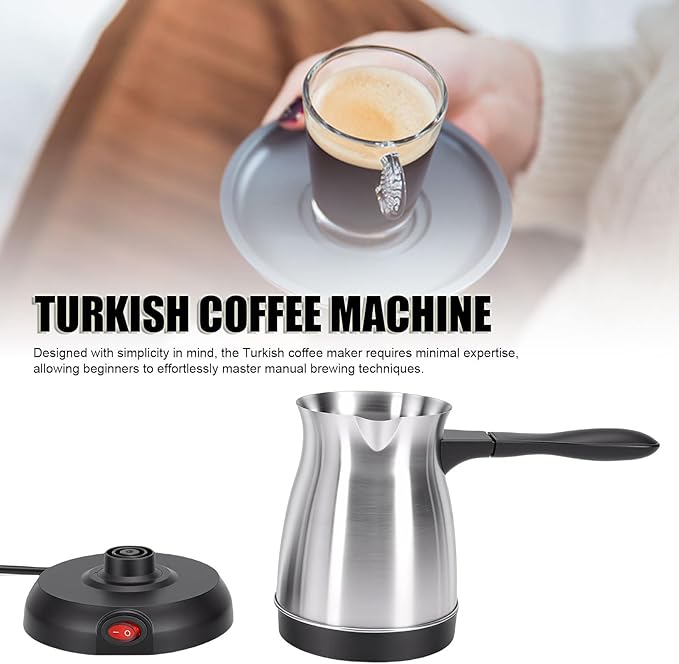 ZJchao Electric Turkish Coffee Pot Stainless Steel Coffee Maker with Manual Brewing Control for Personalized Flavor Compact Design for Home Travel Office