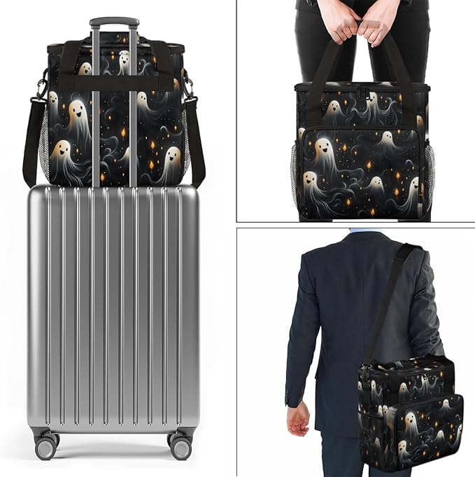 Cute Halloween Ghosts Coffee Maker Carrying Bag Portable Travel Storage Tote Bag Compatible with K-Mini or K-Mini Plus Single Serve Coffee Brewer Carrying Case with Multiple Pockets &amp Shoulder S