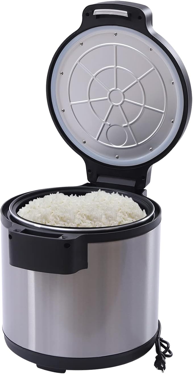 Rice Warmer 20Qt Commercial Rice Warmer 110W Stainless Steel Insulated Rice Bucket w/Non-Stick Inner Liner Pot Dual Temperature Control Serving Nearly 30-45 People Uesd For Restaurant Party