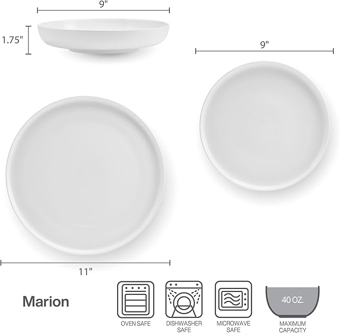 Mikasa Marion Chip Resistant 12 Piece Dinnerware Set Service for 4