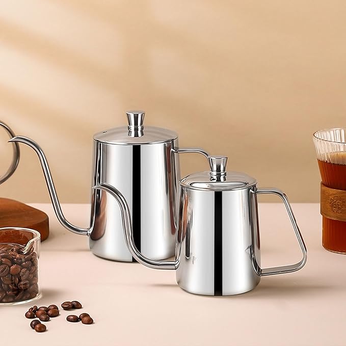 Pour Over Coffee KettleLong Narrow SpoutCoffee CarafeGoose Neck KettleStainless Steel Tea KettleStovetop Portable Water Bottle 12OZ
