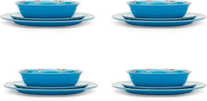 Fox Run Melamine Dinnerware Set Dark Blue 12 Piece