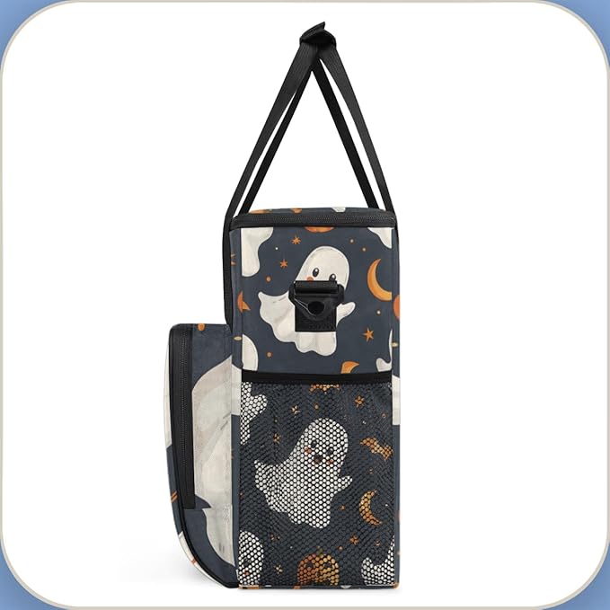 Modern Spooky Ghosts Coffee Maker Carrying Bag Portable Travel Storage Tote Bag Compatible with K-Mini or K-Mini Plus Single Serve Coffee Brewer Carrying Case with Multiple Pockets &amp Shoulder St
