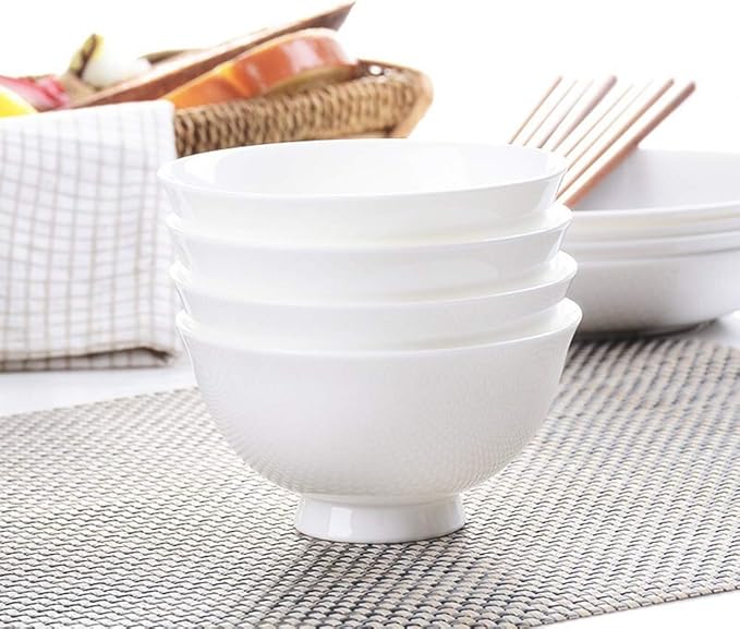 Fine Dinnerware Set10 Piece Dinnerware Set White Ceramics Dinner Set 4.5 Inch Dinners Plates 8 Inch Cereal Bowls Set Service for 6
