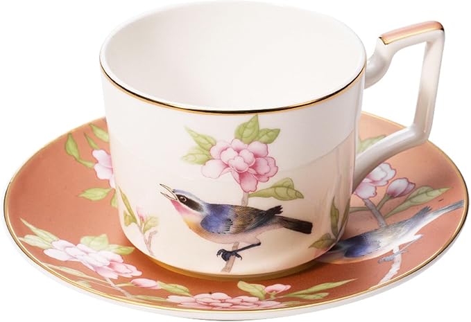 European Style Dinnerware Set Service for 2 Bone China Dinnerware Sets Unbreakable Porcelain Dinner Sets Coffee Cup and Saucer Tableware Set Steak Dinner Plates Dish Set flowers and birds-07