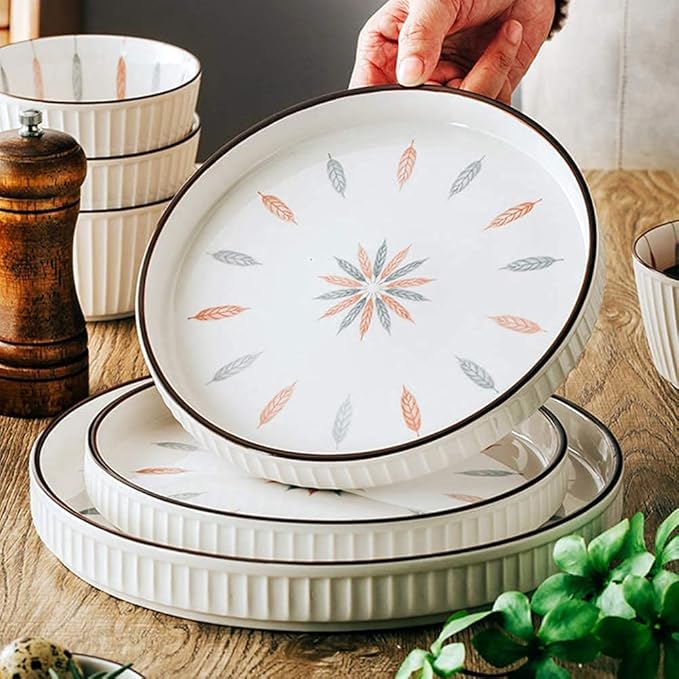 Dinnerware Set Luxury Family Dinner Service Set 38 Pcs Dinnerware Sets Chinese Style Porcelain Tableware Set with Plates and Bowls White Ceramic Dinner Set for Home KiOne Color38Pcs