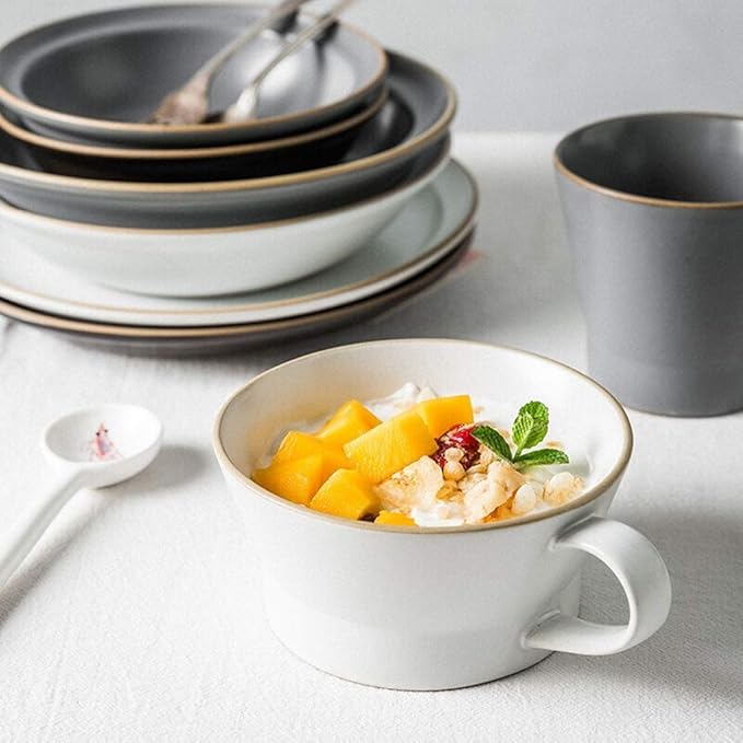Elegant Dinner SetCeramics Dinner SetsPlate/Bowl/Dish|22 Pieces Premium Color Mixing Dinnerware - Matte Glazed Porcelain Dinner Plates Combination Set for Restaurant