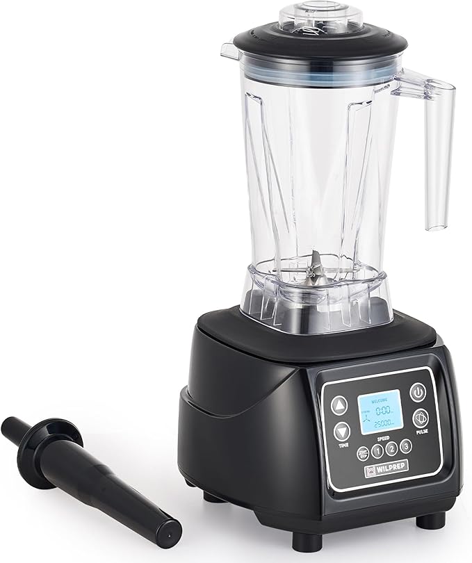 WILPREP Commercial Blender with 2 HP Motor Touchpad Timer Adjustable Speed and 64 fl oz BPA Free Tritan Jar for Smoothies Shakes &amp Frozen Drinks Black ETL+NSF Certificated