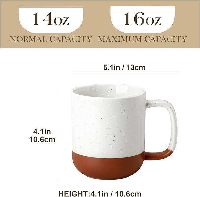 MALACASA Ceramic Coffee Mugs Set of 4 16oz Coffee Cups Modern Farmhouse Mugs for Coffee Latte Tea Hot Chocolate Cappuccino Milk Microwave &amp Dishwasher Safe Multicolor Series TARA