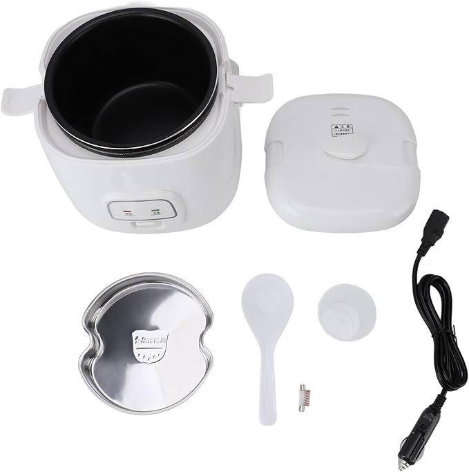 2L Car Rice Cooker Multifunctional Quick Cooking Travel Rice Cooker with Steam Tray for Car Travel Camping 24V
