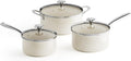 Redchef Cooking Pot Set Induction 5Qt Saucepan Set 2.5/3.5Qt Nonstick Ceramic Cookware Set Compatible All Cooktops Even Heat Stay-Cool Handles Oven/Dishwasher Safe PTFE PFAS Free (Beige)