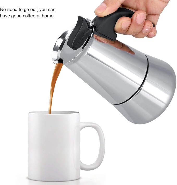 Stainless Steel Coffee Maker Moka Pot Espresso Coffee Maker Stovetop Coffee Maker Portable Electric Heating Espresso Coffee Maker for Home Office Use