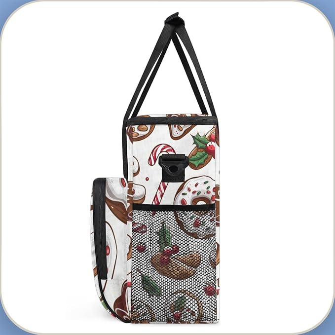 Bright Xmas Biscuit Coffee Maker Carrying Bag Portable Travel Storage Tote Bag Compatible with K-Mini or K-Mini Plus Single Serve Coffee Brewer Carrying Case with Multiple Pockets &amp Shoulder Str