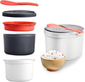 Qivine Microwave Rice Cooker 2L Microwave Pasta Cooker 2 Layer Microwave Vegetable Steamer with Strainer Non-Stick Rice Cooker for Microwave Dishwasher Safe