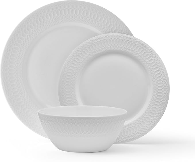 Mikasa Levi Bone China Lightweight Chip Resistant 12 Piece Dinnerware Set Service for 4