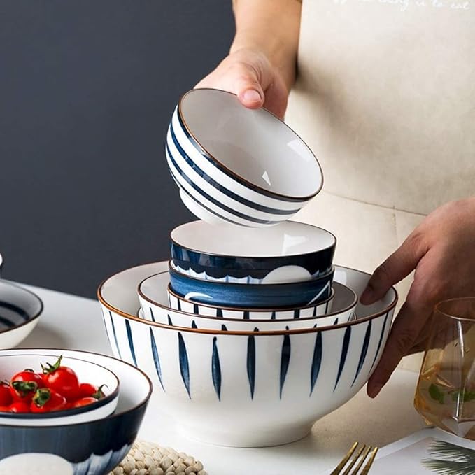 48-Piece Porcelain Dinnerware Sets Service for 8 Combi-Set Tableware Set of Bowls/Dessert Plates/Soup Plates Home Family Party