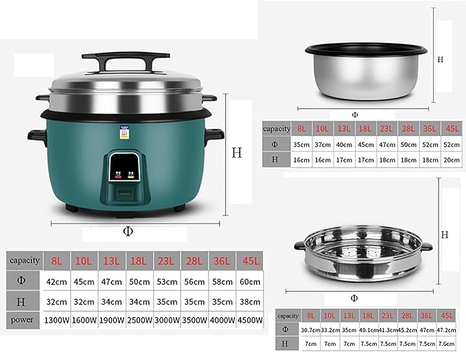 Large Rice Cooker with Steamer (8L-45L) Canteen Commercial Hotel Home Old-fashioned Large Capacity Rice Cooker 8-60 PeopleUS/EU Used(23L)