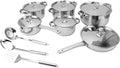 Stainless Steel Pots Pans Set Kitchen Cookware Set with Soup Pot Saute Pan Lids 13 - Piece Stainless Steel Cooking Set for Home Stovetop Use Dishwasher Safe and Heat -