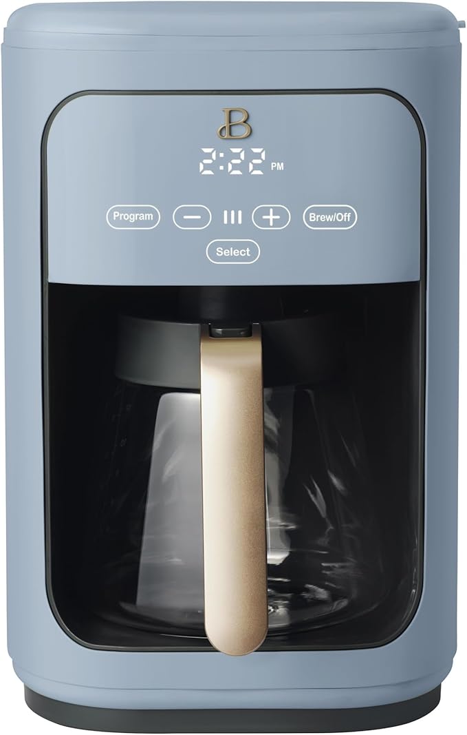 B - Coffee Maker 14-Cup Touch Display Programmable 1200W Stainless Steel Keep Warm 24h Timer (Cornflower Blue)