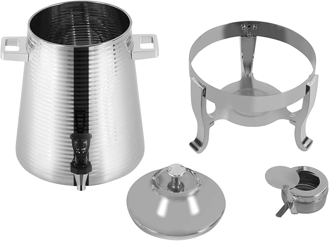 Coffee Urn With Fuel Holder 3.43 Gallon/13L Stainless Steel Beverage Dispensers for Coffee Tea Milk Juice Water Hot Drink Dispenser with Stand Chafer Urn with Spigot for Parties Catering (Silver)