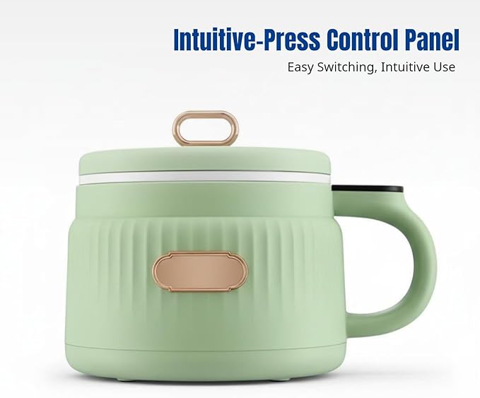 Small Rice Cooker 1.6L Noodle Cooker Keep Warm Portable Electric Pot Nonstick for 1-2 People Camping Cooking Soup Oatmeal Green