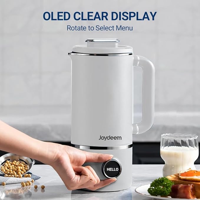 Joydeem JD-PB8200 Compact Blender with 10 Menus Quiet Cooking Blender for Soymilk Paste &amp Juice 304 Stainless Steel 12H Preset 600ml