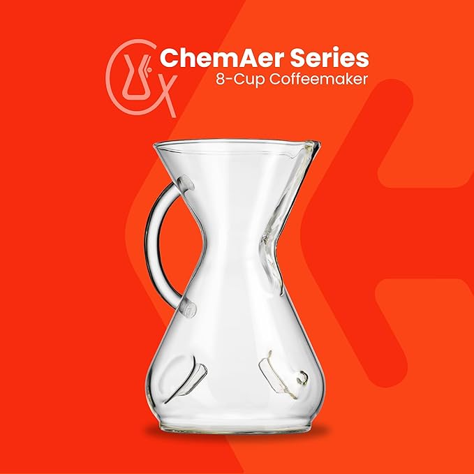Chemex ChemAer Pour-Over Glass Handle Coffeemaker - 8-Cup - Exclusive Packaging