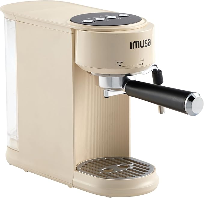 IMUSA 20 Bar Espresso Machine with Milk Frother Compact 1-2 Cup Espresso &amp Cappuccino Maker Thermoblock Fast Heating Coffee Machine Hot &amp Iced Latte Macchiato &amp Mocha Maker Matte Almo