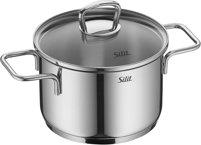 Silit Alicante 4-Piece Saucepan Set with Glass Lid Induction Pots Polished Stainless Steel Uncoated Oven-Safe