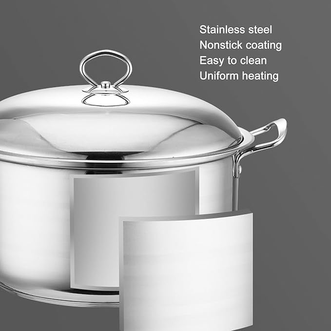 Yosoo 3 Piece Stainless Steel Pot Set Anti Stick Soup Lid Suitable Stew Cooking Soup More Durable Home Kitchen Restaurant