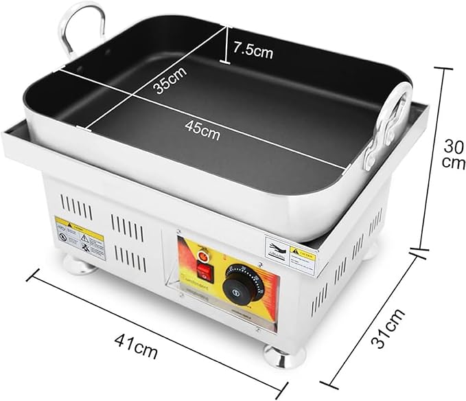 Commercial Tteokbokki Machine 2500W Electric Smokeless Fried Rice Cake Machine with Temperature Control for Teppanyaki Snack Food for Restaurant Home Kitchen Snack Bar