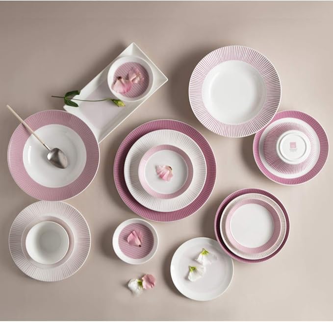 Hankook Chinaware 한국도자기 Cozy Pink Home Set for 4 Dinnerware Korean Fine Bone-China Dojagi Ceramic
