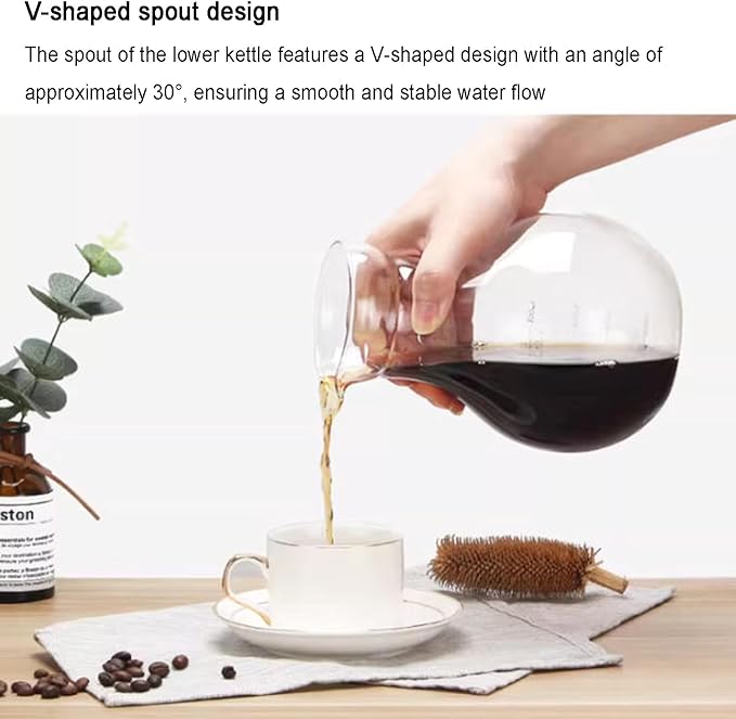 Cold Brew Coffee Tower Ice Drip Coffee Machine with Slow Drip Technology Wood Straight Frame 800ml Large Capacity - Makes 4-6 Cups for Bars Clubs Parties
